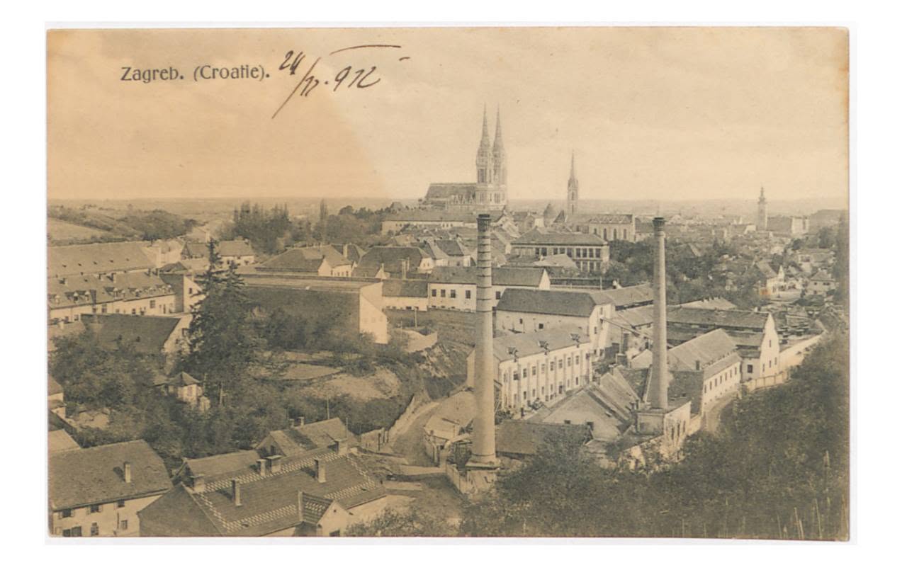 Pogled s Mlinarske prema Gornjem gradu 1912. godine